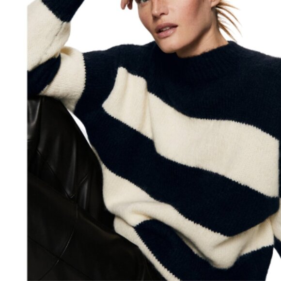 H&M Womens Smal Striped Wool Crew Neck Sweater - Picture 1 of 13